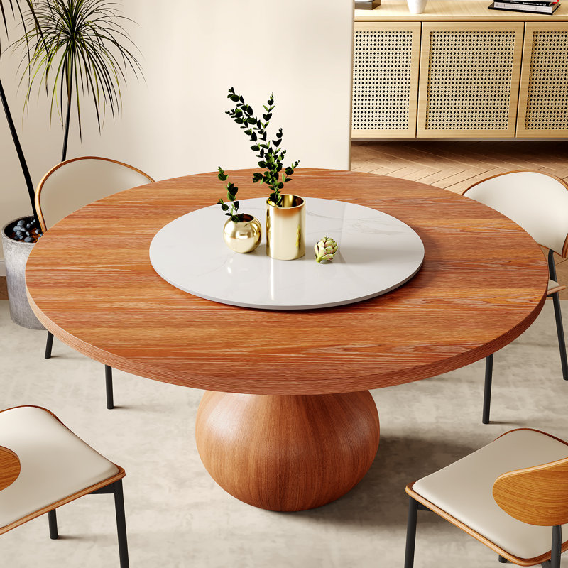 Orren Ellis Space-Saving Rotating Circle Dining Table With Lazy